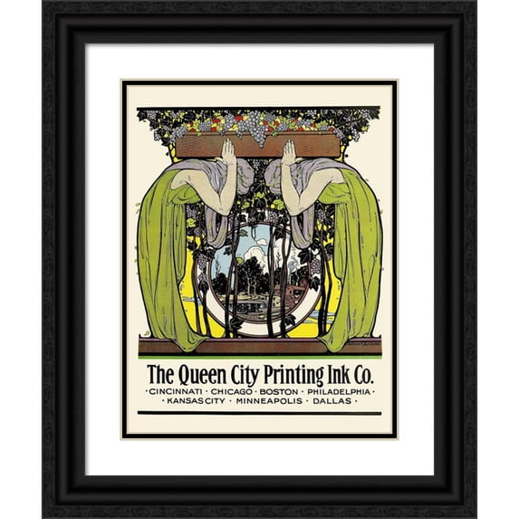Anonymous 12x14 Black Ornate Wood Framed Double Matted Museum Art Print Titled: The Queen City Ink Co (1891)