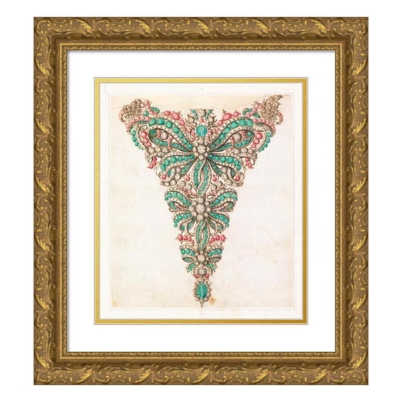 Anonymous 12x14 Gold Ornate Wood Frame and Double Matted Museum Art Print Titled - Design for a Stomacher (1725-50)