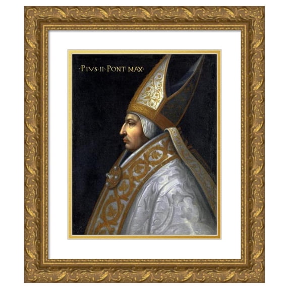 Anonymous 12x14 Gold Ornate Wood Frame and Double Matted Museum Art Print Titled - Portrait of Pope Pius II. (Enea Silvio Piccolomini)