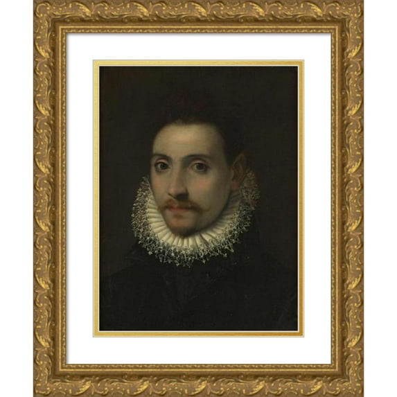 Anonymous 12x14 Gold Ornate Wood Frame and Double Matted Museum Art Print Titled - Portrait of a Man