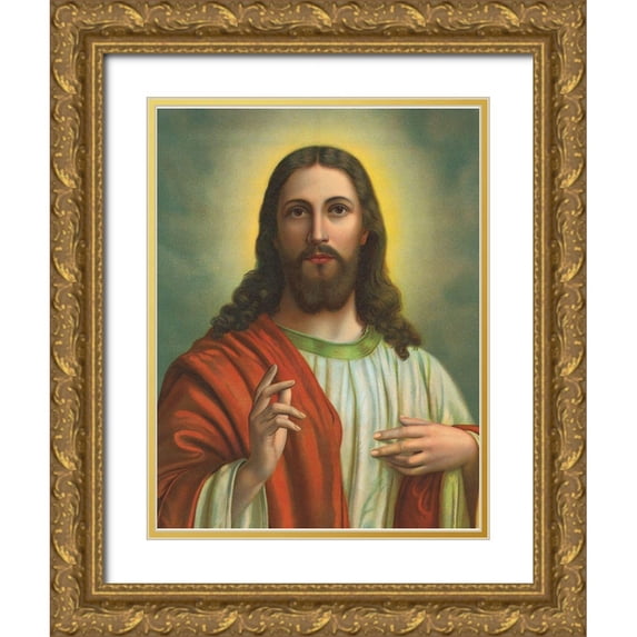 Anonymous 12x14 Gold Ornate Wood Framed with Double Matting Museum Art Print Titled - JESUS