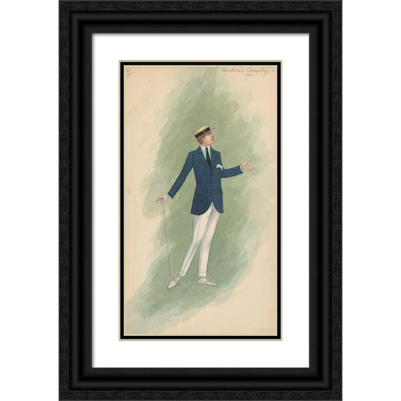 Anonymous 12x18 Black Ornate Wood Framed Double Matted Museum Art Print Titled - Golden Cockerel Brand Produce Label (1930-1950)