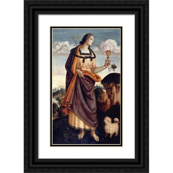 Anonymous 12x18 Black Ornate Wood Framed Double Matted Museum Art Print Titled - The Theological Virtues, Faith