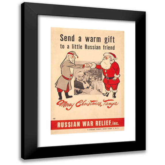 Anonymous 13x18 Black Modern Framed Museum Art Print Titled - Send a Warm Gift to a Little Russian Friend (1941)
