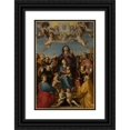 thumbnail image 1 of Anonymous 13x18 Black Ornate Wood Framed Double Matted Museum Art Print Titled - St. Anne with Virgin Mary and Child Jesus and Saints in Adoration, 1 of 5