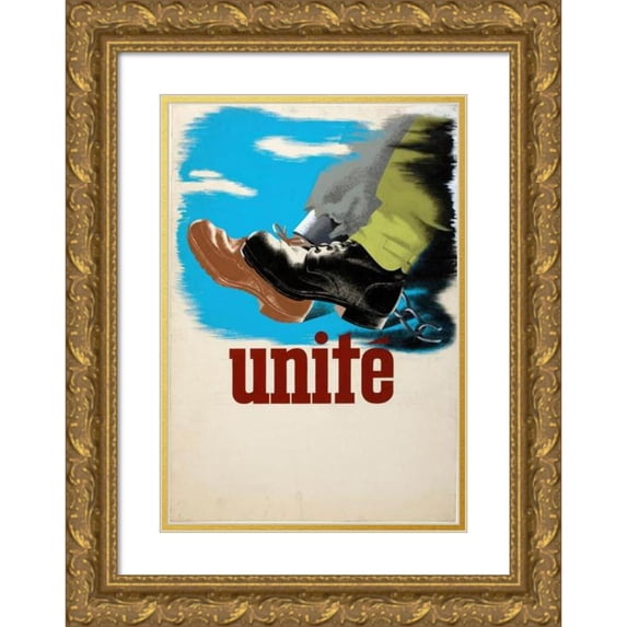 Anonymous 13x18 Gold Ornate Wood Frame and Double Matted Museum Art Print Titled - Unit (Between 1939 and 1946)