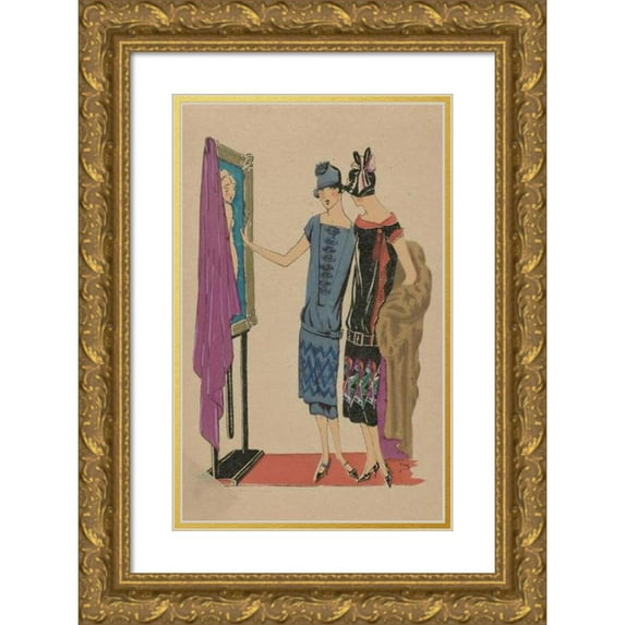 Anonymous 13x18 Gold Ornate Wood Frame and Double Matted Museum Art Print Titled - Workshop Visit. (1925)