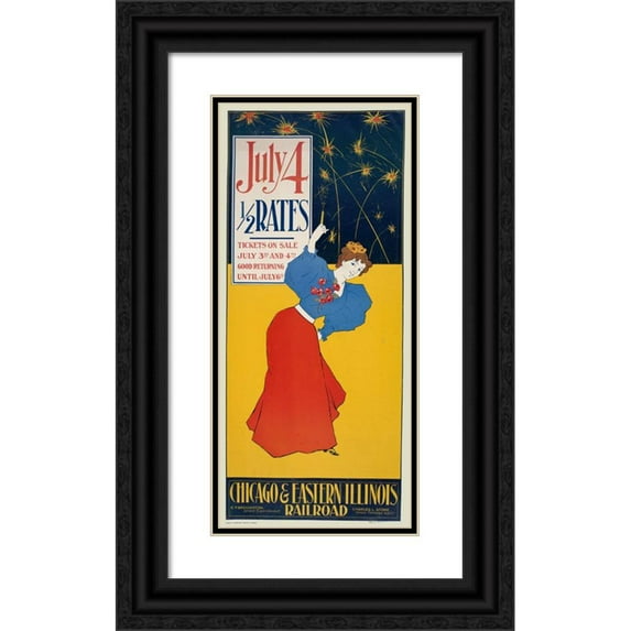 Anonymous 13x24 Black Ornate Framed Double Matted Museum Art Print Titled: July 4 Half Rates, Chicago and Eastern Illinois Railroad (1895 - 1917)