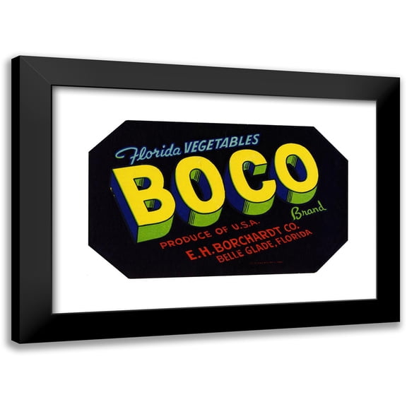 Anonymous 14x11 Black Modern Framed Museum Art Print Titled - Boco Brand Florida Vegetables Label (1930-1950)