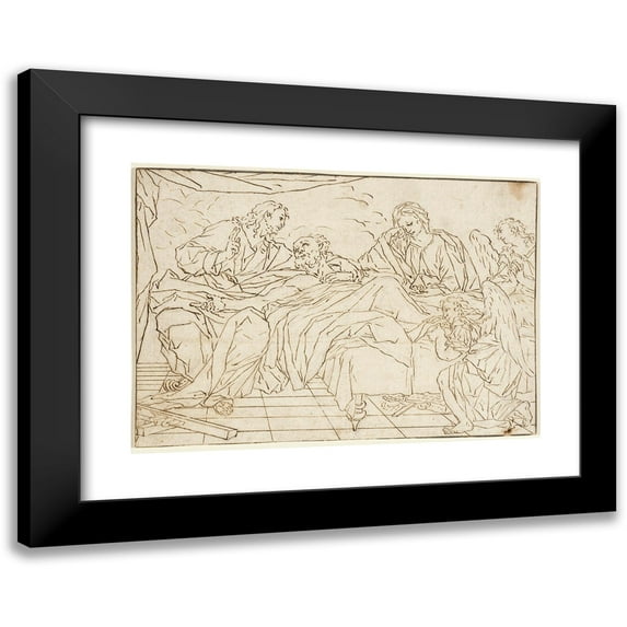 Anonymous 14x11 Black Modern Framed Museum Art Print Titled - Death of St. Joseph (18th Century)