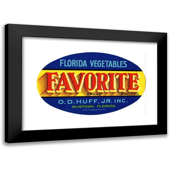 Anonymous 14x11 Black Modern Framed Museum Art Print Titled - Favorite Brand Florida Vegetables Label (1930-1950)