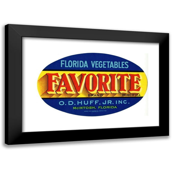 Anonymous 14x11 Black Modern Framed Museum Art Print Titled - Favorite Brand Florida Vegetables Label (1930-1950)