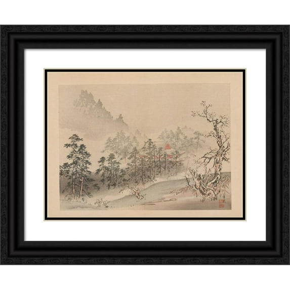 Anonymous 14x11 Black Ornate Wood Framed Double Matted Museum Art Print Titled: Yofu Gajo, Pl.25 (1895-1898)