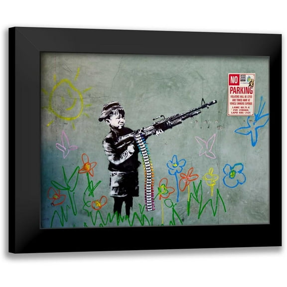 Anonymous 14x12 Black Modern Framed Museum Art Print Titled - Westwood Los Angeles-graffiti attributed to Banksy