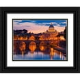 thumbnail image 1 of Anonymous 14x12 Black Ornate Wood Framed with Double Matting Museum Art Print Titled - Night view at St. Peters cathedral, Rome, 1 of 4