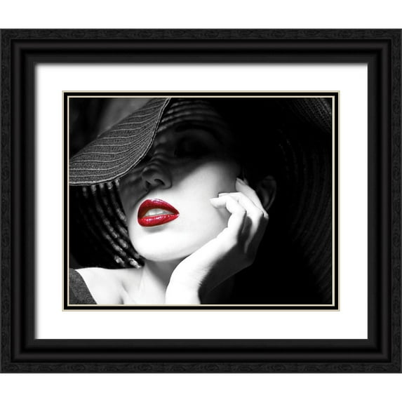 Anonymous 14x12 Black Ornate Wood Framed with Double Matting Museum Art Print Titled - Ruby Lips II