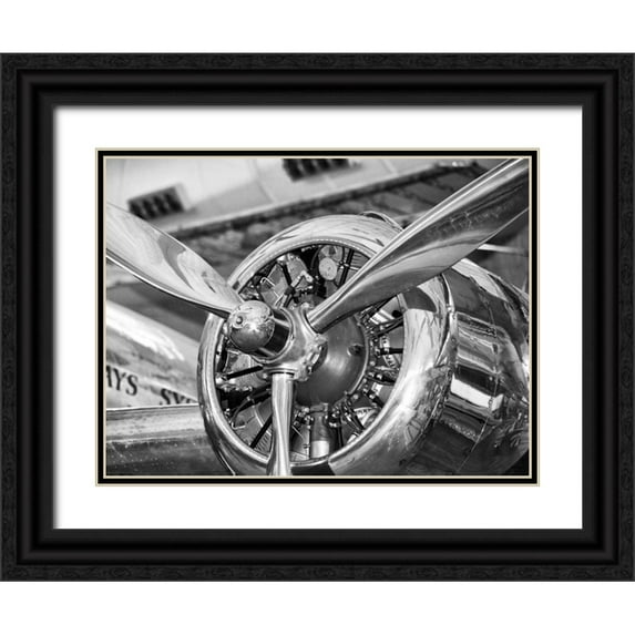 Anonymous 14x12 Black Ornate Wood Framed with Double Matting Museum Art Print Titled - Vintage airplane propeller