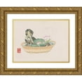 thumbnail image 1 of Anonymous 14x12 Gold Ornate Wood Frame and Double Matted Museum Art Print Titled - Bonsai Kabenzu, Pl.13 (1868-1912), 1 of 4