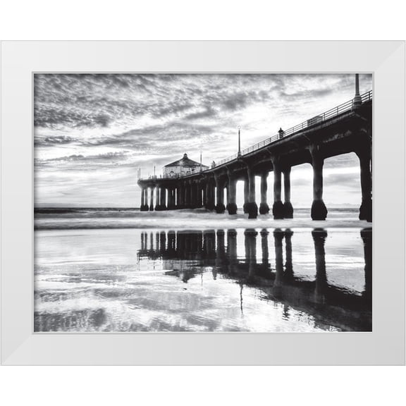 Anonymous 14x12 White Modern Wood Framed Museum Art Print Titled - Manhattan Beach Pier, California