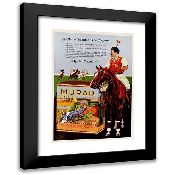 Anonymous 14x18 Black Modern Framed Museum Art Print Titled - Murad, the Man-The Horse-The Cigarette (1921)