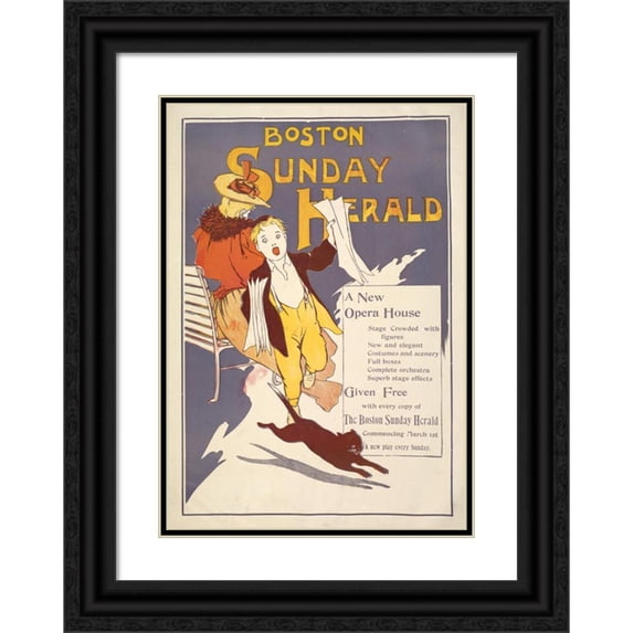 Anonymous 14x18 Black Ornate Wood Framed Double Matted Museum Art Print Titled - Boston Sunday Herald. a New Opera House (1893 - 1897)
