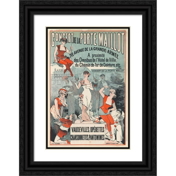 Anonymous 14x18 Black Ornate Wood Framed Double Matted Museum Art Print Titled - Concert De La Porte Maillot (1880)