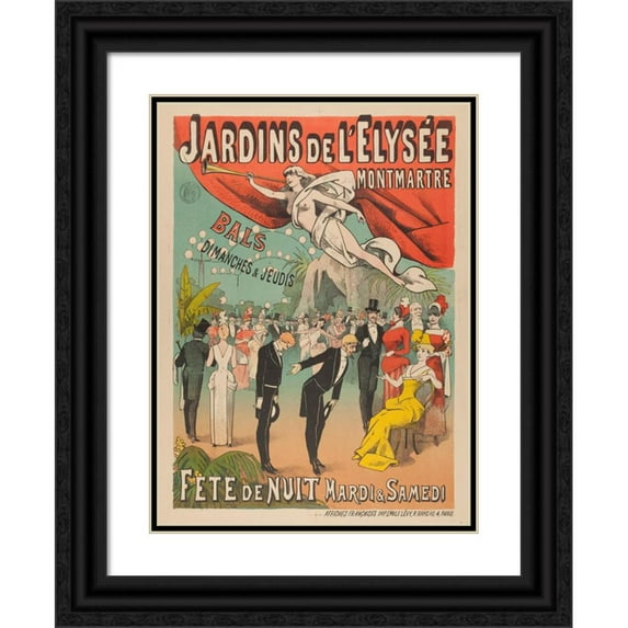 Anonymous 14x18 Black Ornate Wood Framed Double Matted Museum Art Print Titled - Elysee Montmartre Gardens Balls Sunday and Thursday Night Feet Tuesday and Saturday (1884-1886)