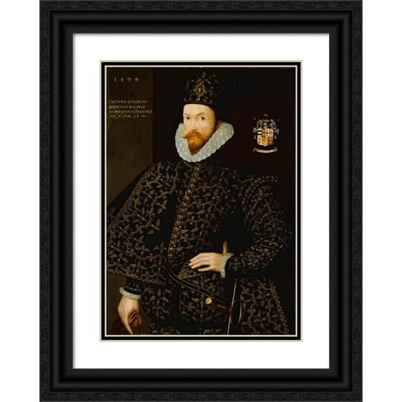 Anonymous 14x18 Black Ornate Wood Framed Double Matted Museum Art Print Titled - Sir William Brereton (1579)