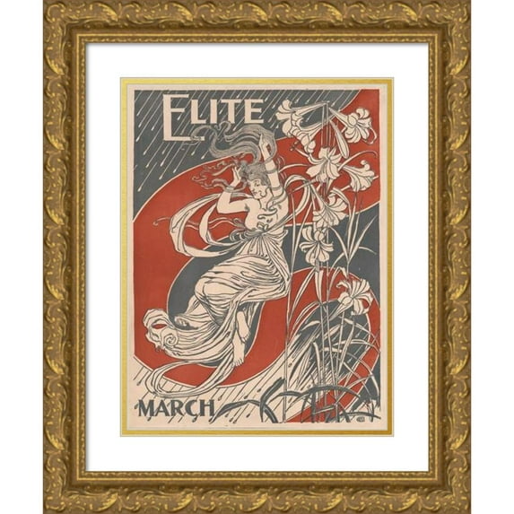 Anonymous 14x18 Gold Ornate Wood Frame and Double Matted Museum Art Print Titled - Elite (1985)