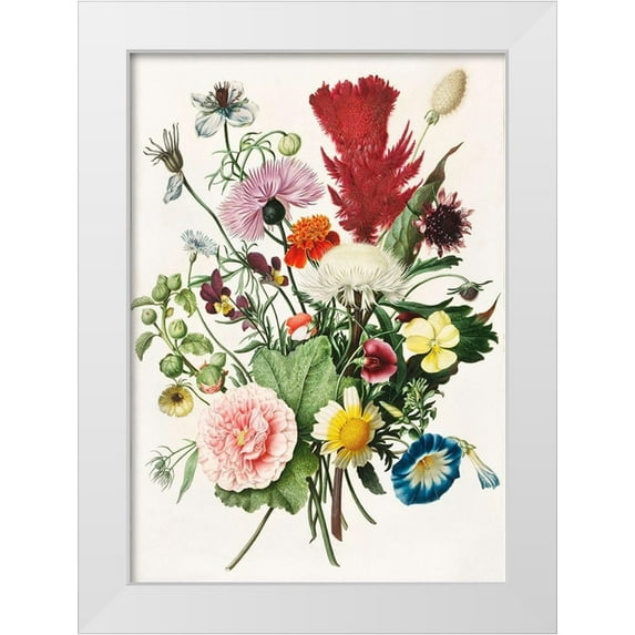 Anonymous 14x18 White Modern Wood Framed Museum Art Print Titled - Bouquet of Flowers