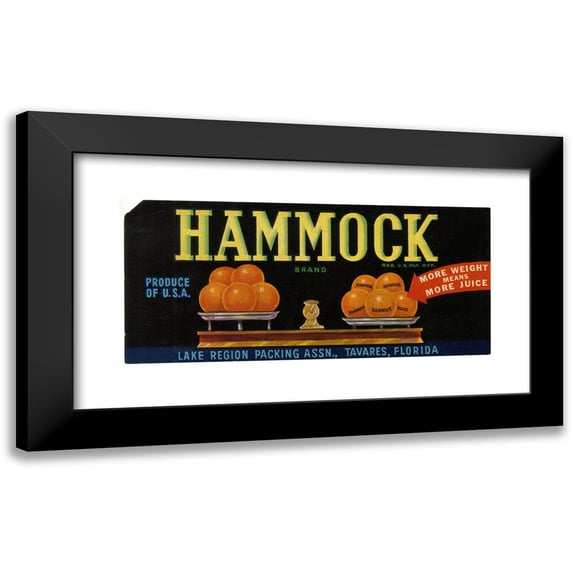 Anonymous 14x8 Black Modern Framed Museum Art Print Titled - Hammock Brand Citrus Label (1930-1950)
