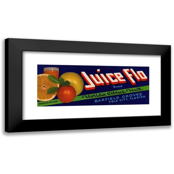 Anonymous 14x8 Black Modern Framed Museum Art Print Titled - Juice Flo Brand Florida Citrus Fruit Label (1930-1950)