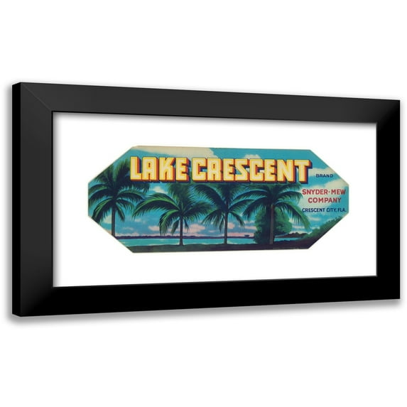 Anonymous 14x8 Black Modern Framed Museum Art Print Titled - Lake Crescent Brand Produce Label (1930-1950)