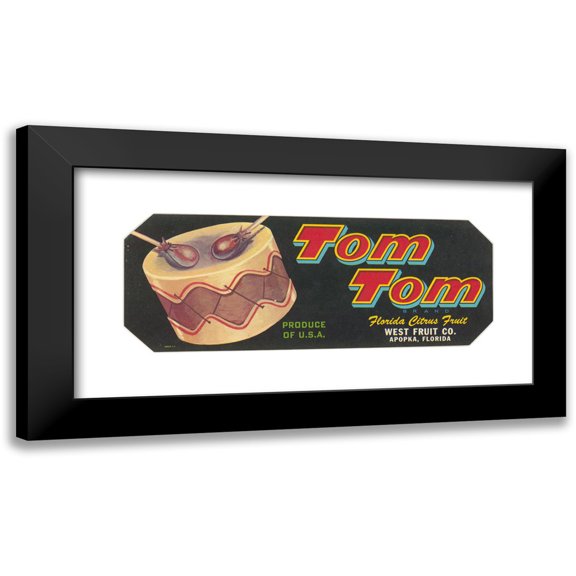 Anonymous 14x8 Black Modern Framed Museum Art Print Titled - Tom Tom Brand Florida Citrus Fruit Label (1930-1950)