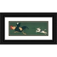 thumbnail image 1 of Anonymous 14x8 Black Ornate Wood Framed Double Matted Museum Art Print Titled: Cock Bird and Dogs (1901), 1 of 5