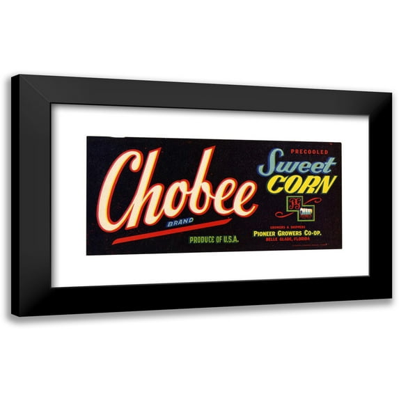 Anonymous 14x9 Black Modern Framed Museum Art Print Titled - Chobee Brand Sweet Corn Label (1930-1950)