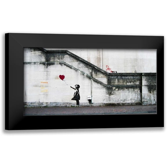 Anonymous 14x9 Black Modern Framed Museum Art Print Titled - South Bank London-graffiti attributed to Banksy