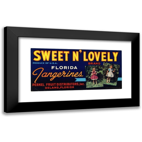 Anonymous 14x9 Black Modern Framed Museum Art Print Titled - Sweet N’ Lovely Brand Florida Tangerines Label (1930-1950)