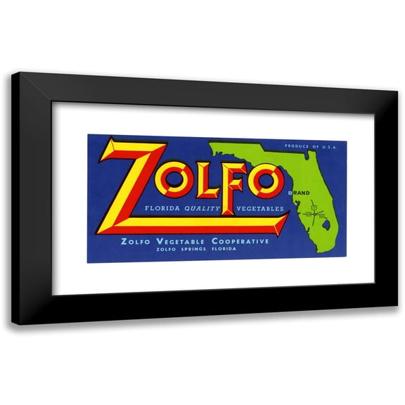 Anonymous 14x9 Black Modern Framed Museum Art Print Titled - Zolfo Brand Florida Quality Vegetables Label (1930-1950)