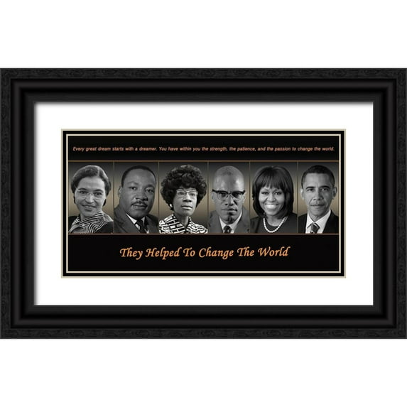 Anonymous 14x9 Black Ornate Wood Framed with Double Matting Museum Art Print Titled - They Helped To Change The World