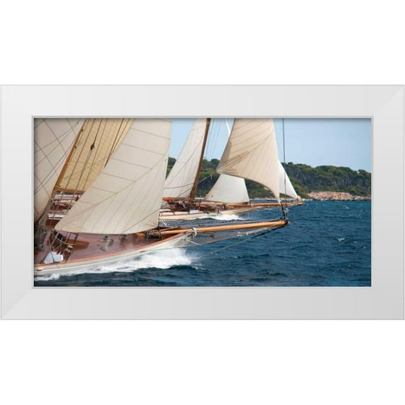 Anonymous 14x9 White Modern Wood Framed Museum Art Print Titled - Vintage sailboats raicing
