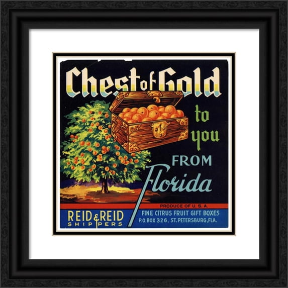 Anonymous 15x15 Black Ornate Wood Framed Double Matted Museum Art Print Titled - Cordial Brand Citrus Label (1930s)