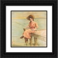 thumbnail image 1 of Anonymous 15x15 Black Ornate Wood Framed Double Matted Museum Art Print Titled - Fishing (1905), 1 of 5