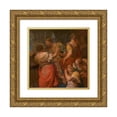 thumbnail image 1 of Anonymous 15x15 Gold Ornate Wood Frame and Double Matted Museum Art Print Titled - Achilles and the Daughters of King Lycomedes (1690), 1 of 4