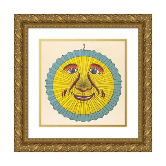 Anonymous 15x16 Gold Ornate Wood Frame and Double Matted Museum Art Print Titled - Smiling Sun Lantern Design (ca 1880)
