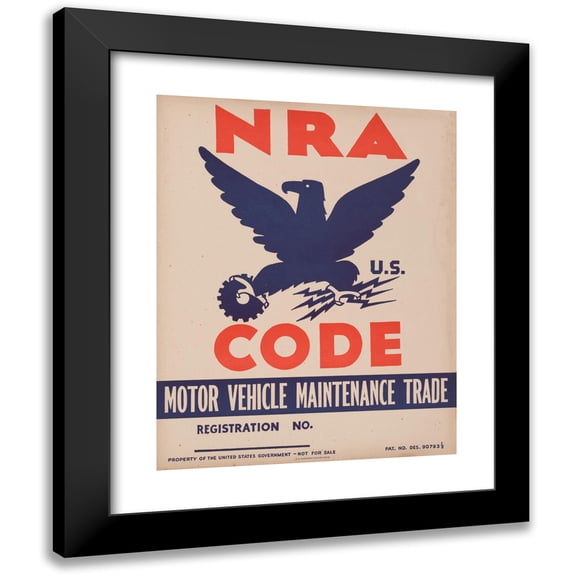 Anonymous 15x18 Black Modern Framed Museum Art Print Titled - Nra - U.S. Code - Motor Vehicle Maintenance Trade (1933)