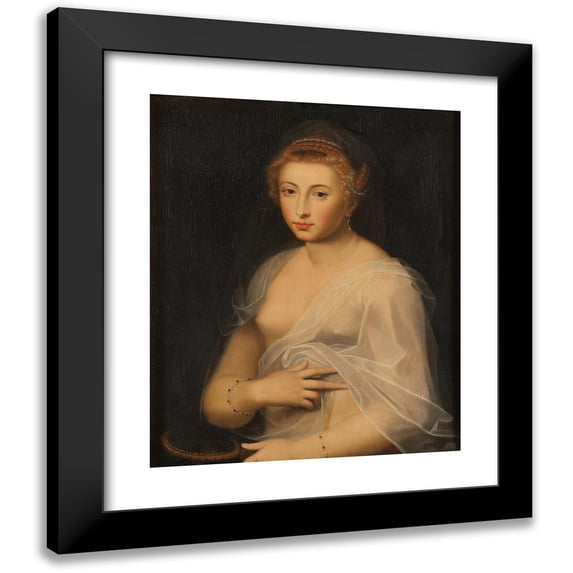 Anonymous 15x18 Black Modern Framed Museum Art Print Titled - Young Lady Holding a Mirror