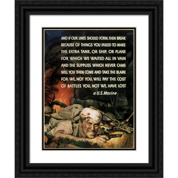 Anonymous 15x18 Black Ornate Wood Framed Double Matted Museum Art Print Titled - And if Our Lines Should Form, Then Break (1941-1945)