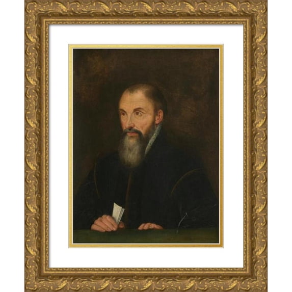 Anonymous 15x18 Gold Ornate Wood Frame and Double Matted Museum Art Print Titled - Portrait of Jacobus Moretus (16th Century)
