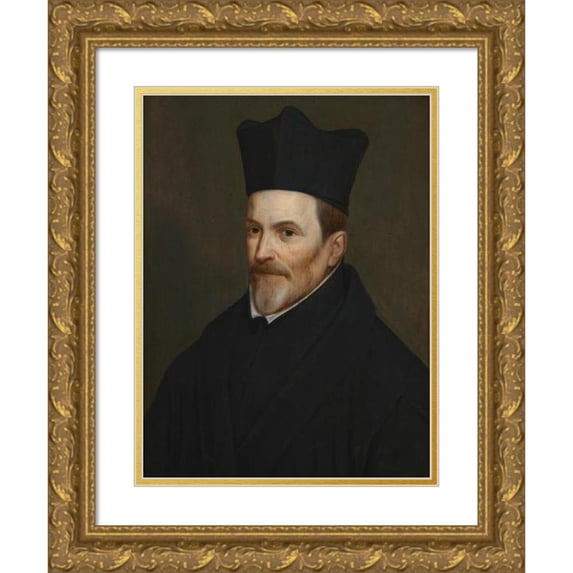 Anonymous 15x18 Gold Ornate Wood Frame and Double Matted Museum Art Print Titled - Portret Van Carolus Scribanius (17th Century)